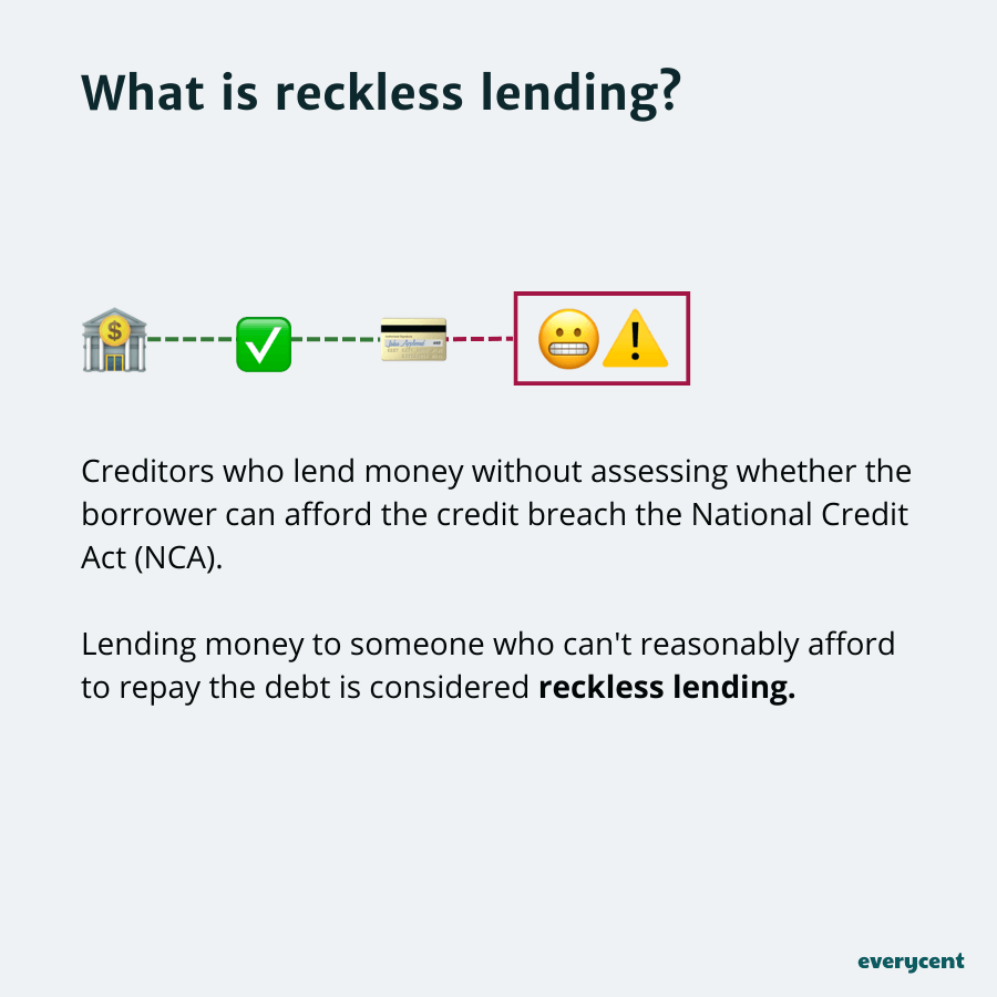 Reckless lending explained with emojis and text