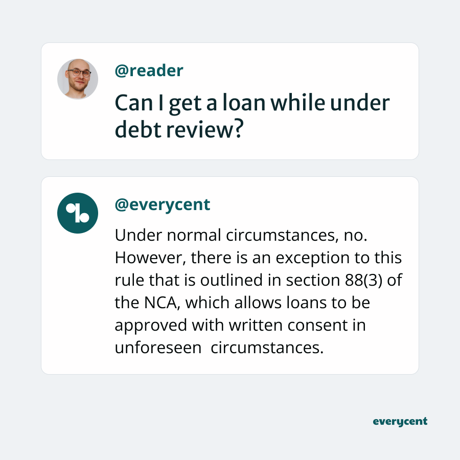 Question answered: Can I get a loan under debt review?