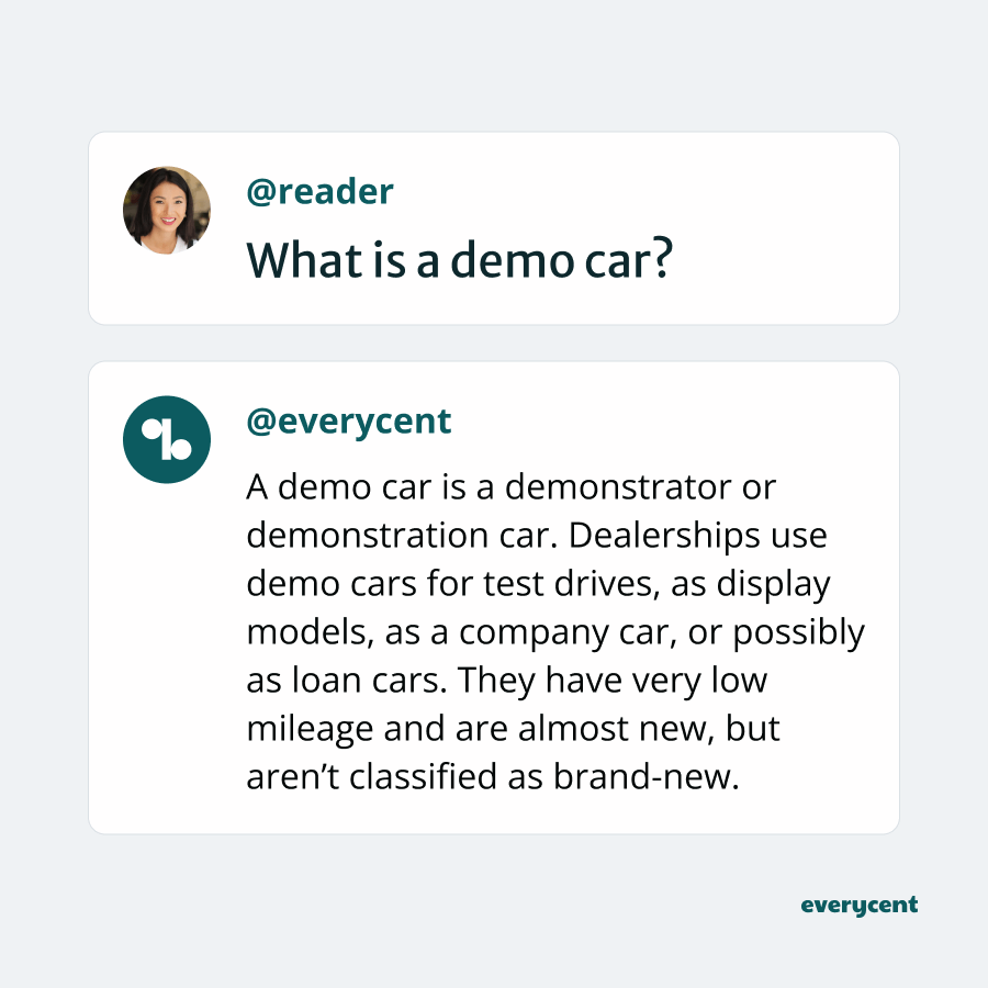 Infographic post explaining what a demo car is in a Q&A format